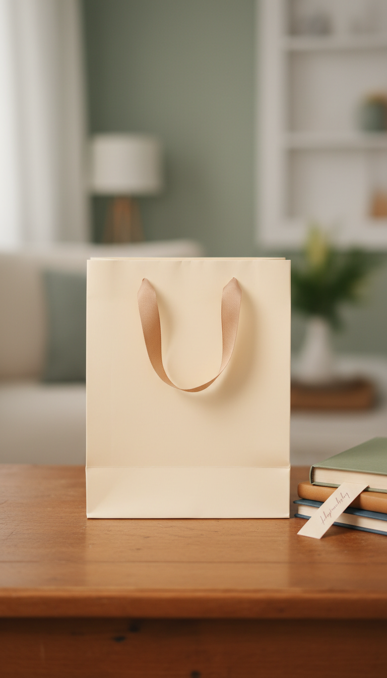 Branded Paper Gift Bag With Grosgrain Ribbon
